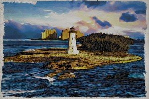 Bahamas Lighthouse with Resort